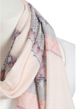 Pink Mix Tribal Print Frayed Long Scarf