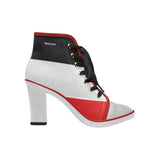 Canvas Lace Up Wakerlook Heel Ankle Boots