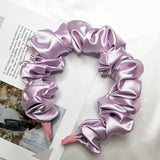 Custom Crumpled Fabric Fluffy Hair Bands Satin Silk Scrunchie Headband for Women