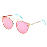 FRISCO | A18 - Modern Horn Rimmed Metal Frame Round Sunglasses
