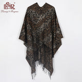2019 Leopard Print Poncho Winter Cashmere Women Pomcho Scarf Female Wool Poncho and Capes Foulard Shawl Lic Scarf Echarpe Sjaal