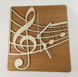 Wooden Wall Clock ,  Decorative Clock "MUSICAL NOTES"