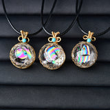 Natural Clear Quartz Aura Ball Shape Quartz Mineral Jewelry Healing Stone for Men Women Jewelry Gift