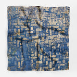 Blue Gold Silk Scarf Pattern Bandana Scarf Silk