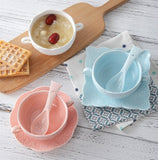 Guci the Soup Spoon With Ears Tray Soup Bowl Fanpen Deep  Bowl Ceramic Salad Bowl
