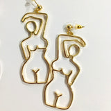 Unique Artsy Abstract Lady Breast Statement Hoop Earrings for Women Van Gogh Hollow Outline Body Earrings 2020 Femme Bijoux