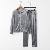 Fall 2021 Women Clothes Custom 2pc Lounge Jogger and Hoodie Set Casual Solid Velvet Two Piece Sets