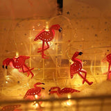 HobbyLane Pink Iron Flamingos Shape Battery Powered Garden String Light Christmas Holiday Party Girl Room Decoration