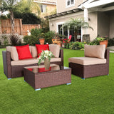 Patio Furniture Set Outdoor Garden Patio 4 Pieces Wood Grain