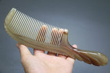 7.87 Inch Natural Tibetan Plateau Yak Horn Comb Round Handles Fine Tooth Comb Anti Static Hair Massage Brush