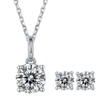 T90A New Arrival Moissanite Diamond White Gold Plated Silver Necklace and Earring Jewelry Set