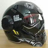 Masei Bright Black Warrior Mens Womens IRONMAN Iron Man Helmet Motorcycle
