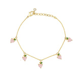 HOT 18k Real Gold Plated Colorful Zircon Cherry Peach Tropical Fruit Anklet for Women