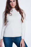 Sweatshirt With Button Detail in Cream