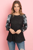 Brushed Hacci Tie Dye Puff Sleeved Top