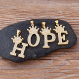 New Luxury Copper Zircon A-Z Crown Alphabet Pendant Chain Necklace Punk Hip-Hop Style Fashion Woman Man Initial Name Jewelry