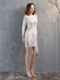Full-Sleeve Backless Evening Dress Sequins Embroidery Party Gowns