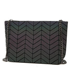 Luminous Hologram Geometry Tote Quilted Shoulder Crossbody Handbag for Women