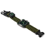 Multifuctional Survival Paracord Bracelet Watch with Compass Flint Fire Starter Scraper Whistle Gear
