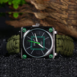 Multifuctional Survival Paracord Bracelet Watch with Compass Flint Fire Starter Scraper Whistle Gear