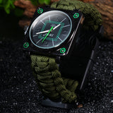 Multifuctional Survival Paracord Bracelet Watch with Compass Flint Fire Starter Scraper Whistle Gear
