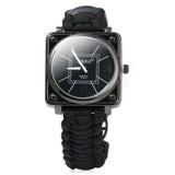 Multifuctional Survival Paracord Bracelet Watch with Compass Flint Fire Starter Scraper Whistle Gear