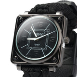 Multifuctional Survival Paracord Bracelet Watch with Compass Flint Fire Starter Scraper Whistle Gear