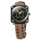 Multifuctional Survival Paracord Bracelet Watch with Compass Flint Fire Starter Scraper Whistle Gear