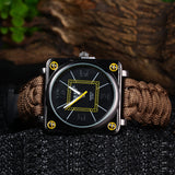 Multifuctional Survival Paracord Bracelet Watch with Compass Flint Fire Starter Scraper Whistle Gear