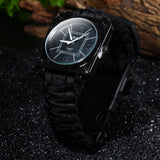 Multifuctional Survival Paracord Bracelet Watch with Compass Flint Fire Starter Scraper Whistle Gear