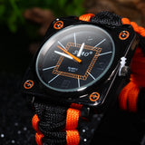Multifuctional Survival Paracord Bracelet Watch with Compass Flint Fire Starter Scraper Whistle Gear