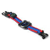 Multifuctional Survival Paracord Bracelet Watch with Compass Flint Fire Starter Scraper Whistle Gear