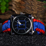 Multifuctional Survival Paracord Bracelet Watch with Compass Flint Fire Starter Scraper Whistle Gear