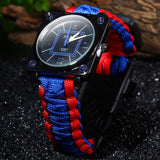 Multifuctional Survival Paracord Bracelet Watch with Compass Flint Fire Starter Scraper Whistle Gear