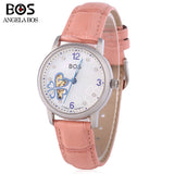 Angela Bos 9003 Women Automatic Wind Mechanical Watch Artificial Diamond Dial Hollow Pointer 10ATM Wristwatch