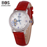 Angela Bos 9003 Women Automatic Wind Mechanical Watch Artificial Diamond Dial Hollow Pointer 10ATM Wristwatch