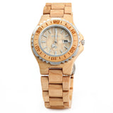 BEWELL ZS-100BL Metal Case Wooden Women Quartz Watch with 30M Water Resistance