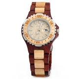 BEWELL ZS-100BL Metal Case Wooden Women Quartz Watch with 30M Water Resistance