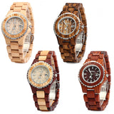 BEWELL ZS-100BL Metal Case Wooden Women Quartz Watch with 30M Water Resistance