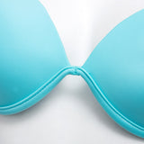 Sexy Halter Push Up Pure Color Bra + Low Waist Briefs Two Piece Bikini Set for Women