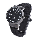 EMAK Multifunctional Survival Paracord Bracelet Watch with Compass Flint Fire Starter Scraper Whistle Gear