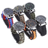 EMAK Multifunctional Survival Paracord Bracelet Watch with Compass Flint Fire Starter Scraper Whistle Gear