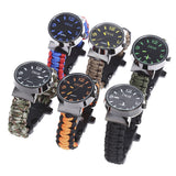 EMAK Multifunctional Survival Paracord Bracelet Watch with Compass Flint Fire Starter Scraper Whistle Gear