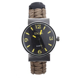 EMAK Multifunctional Survival Paracord Bracelet Watch with Compass Flint Fire Starter Scraper Whistle Gear
