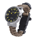 EMAK Multifunctional Survival Paracord Bracelet Watch with Compass Flint Fire Starter Scraper Whistle Gear