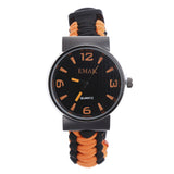 EMAK Multifunctional Survival Paracord Bracelet Watch with Compass Flint Fire Starter Scraper Whistle Gear