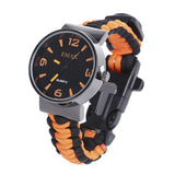 EMAK Multifunctional Survival Paracord Bracelet Watch with Compass Flint Fire Starter Scraper Whistle Gear