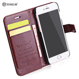 Tomkas Crazy Horse Series Wallet Full Body Cover for iPhone 7