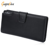 Guapabien Hasp Zipper Multi Functional Card Money Photo Vertical Wallet for Men