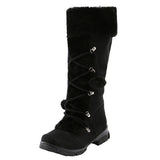 Vintage Leather Snow Boots For Women Lace-up